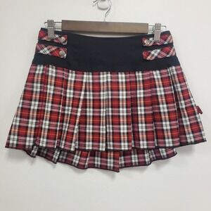 Tripp NYC Womens Plaid Gothic Mini Skirt Size XS Red Steampunk Alternative Emo